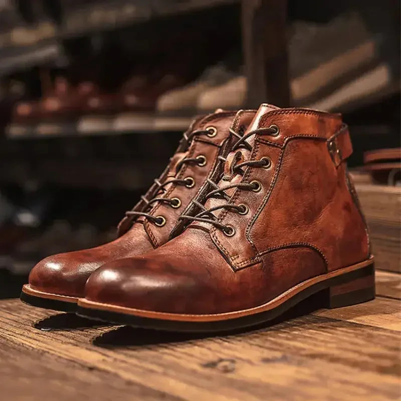 Round Toe Casual Ankle Vintage Men Boots - Image 1