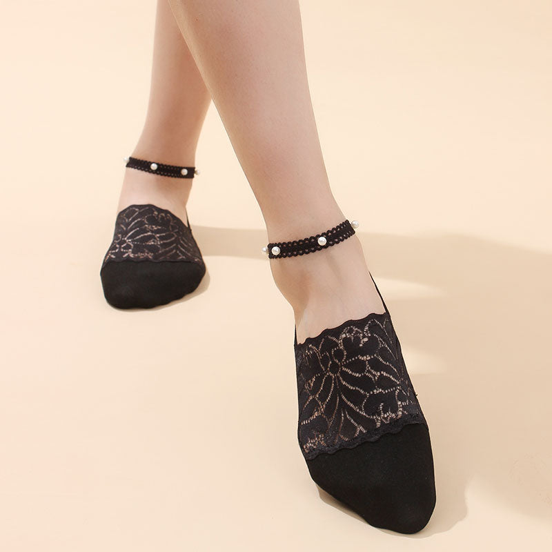 Pearl Lace Anti-slip Comfy Invisible Socks - Image 7