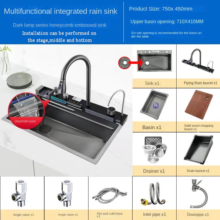 Digital Display Rain Flow Faucet Multifunctional Smart Sink - Image 6
