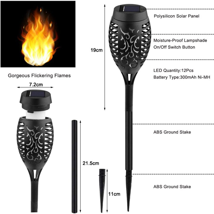 Outdoor LED Solar Artificial Flame Lamp - Image 4