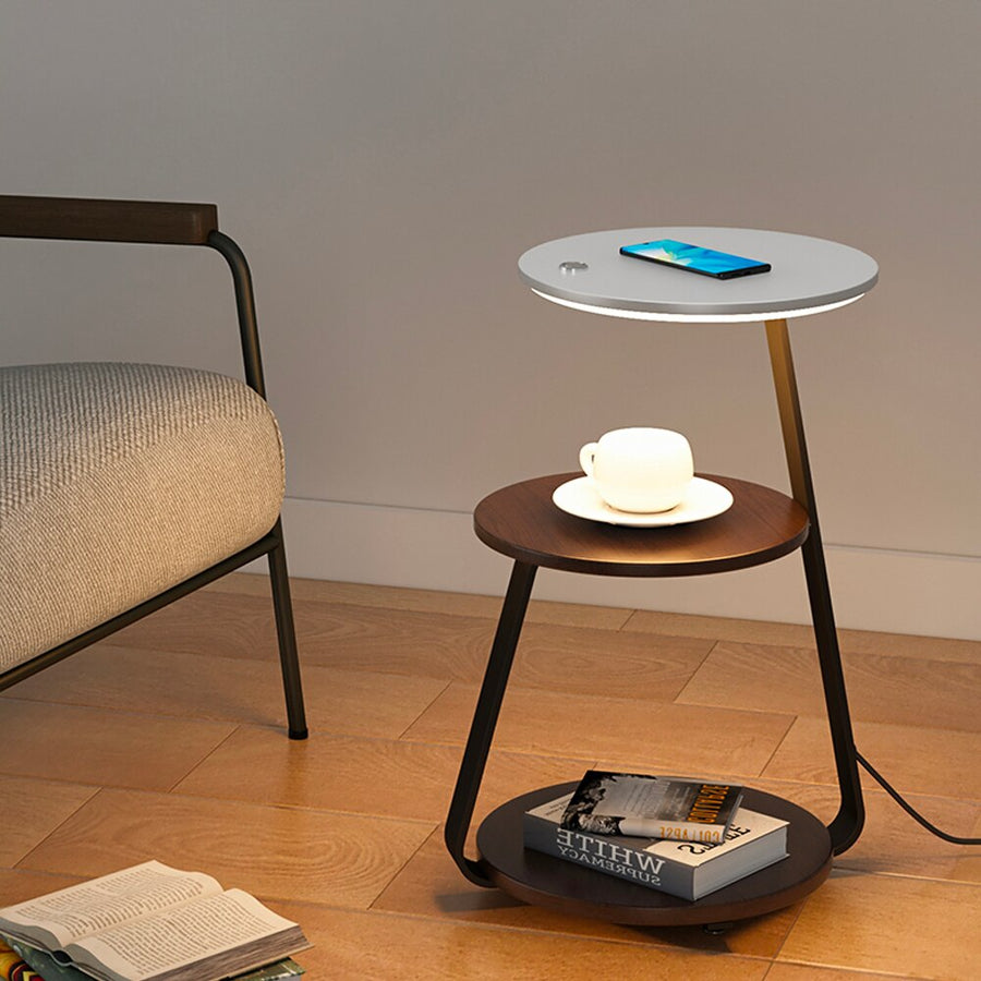 Wireless Charging Wooden Soft Glow Lamp Desk - Image 2