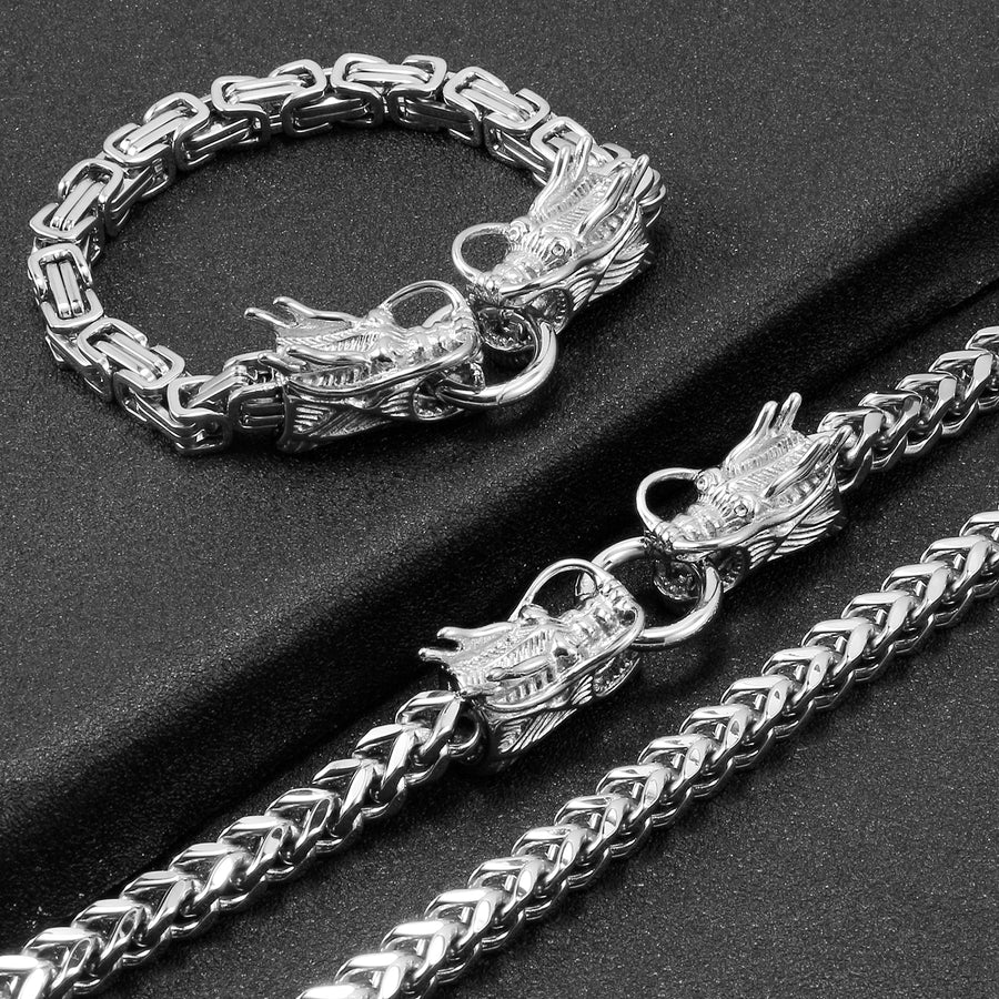 Gothic Stainless Steel Dragon Bracelet - Image 1