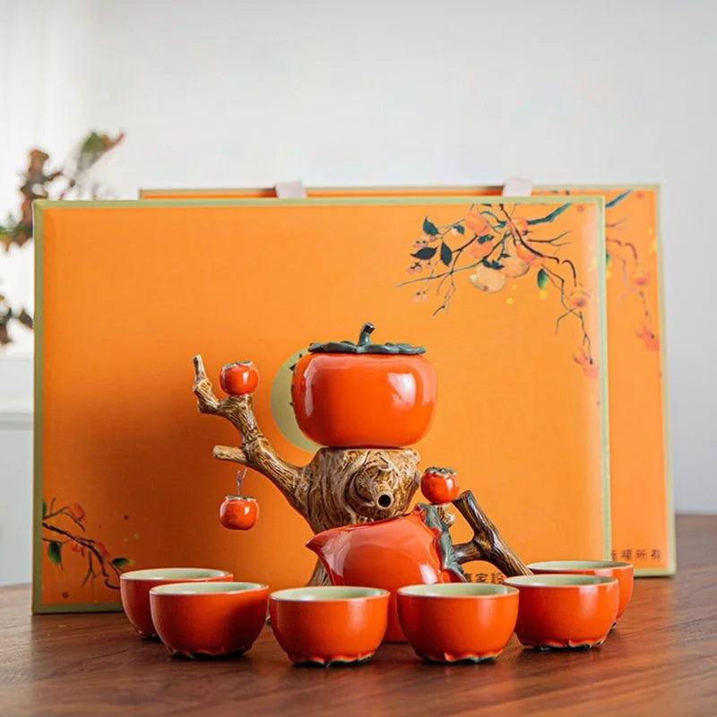 Pumpkin Tree Shape Vintage Tea Set - Image 1