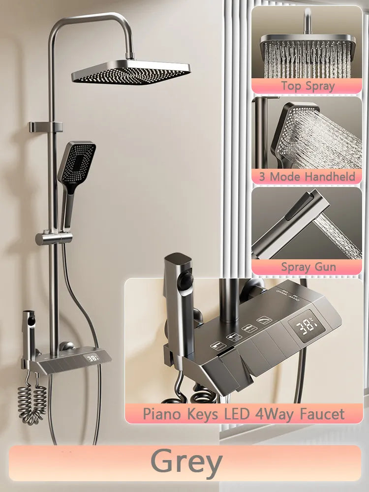 Digital Temperature Display Rain Feel Elegant Shower Set - Image 5