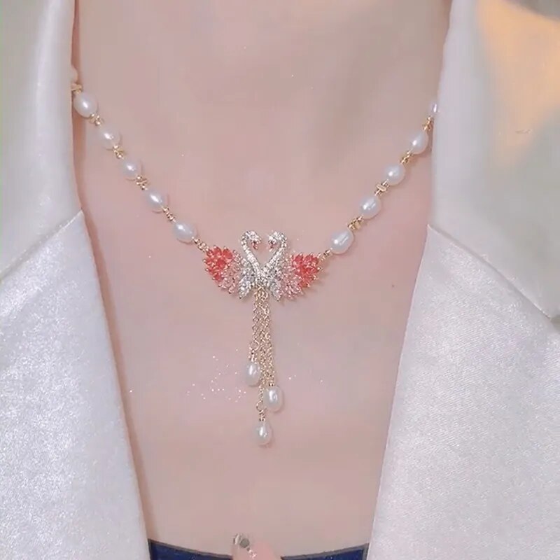 Swan Love Charming Pendant Necklace - Image 0