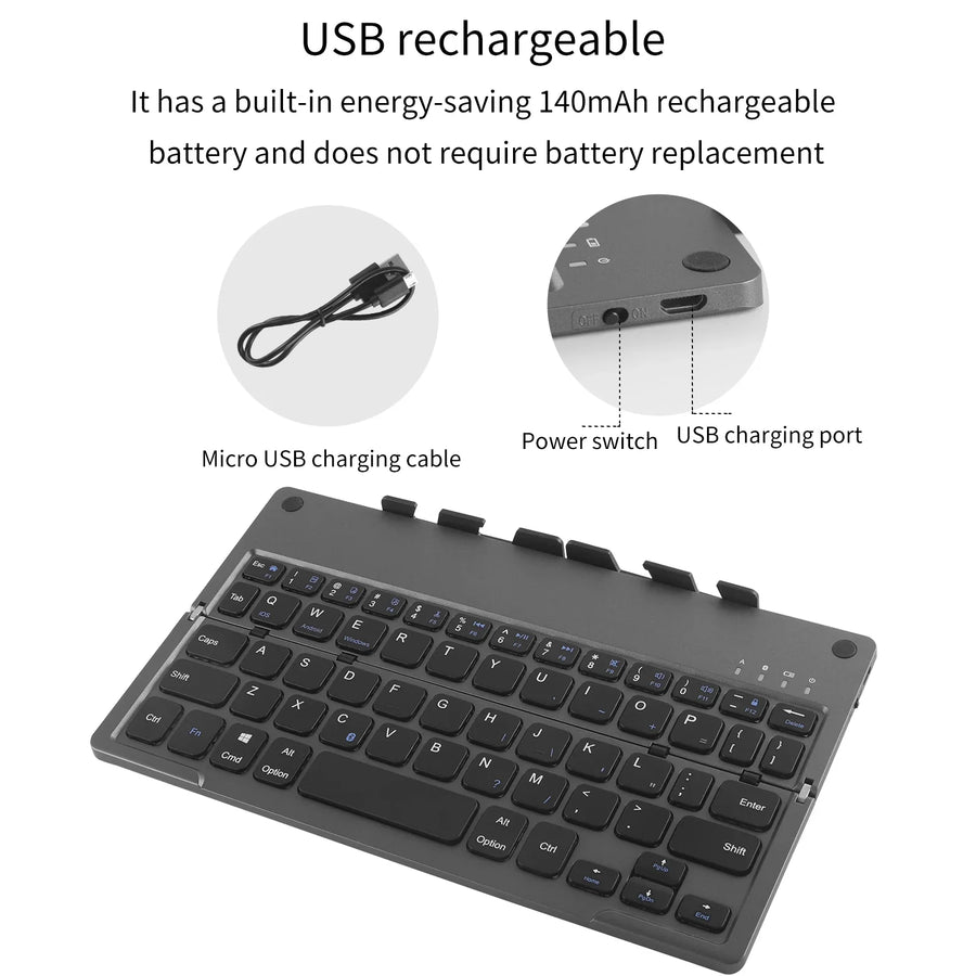 Travel-Friendly Foldable Wireless Keyboard Phone Holder - Image 4