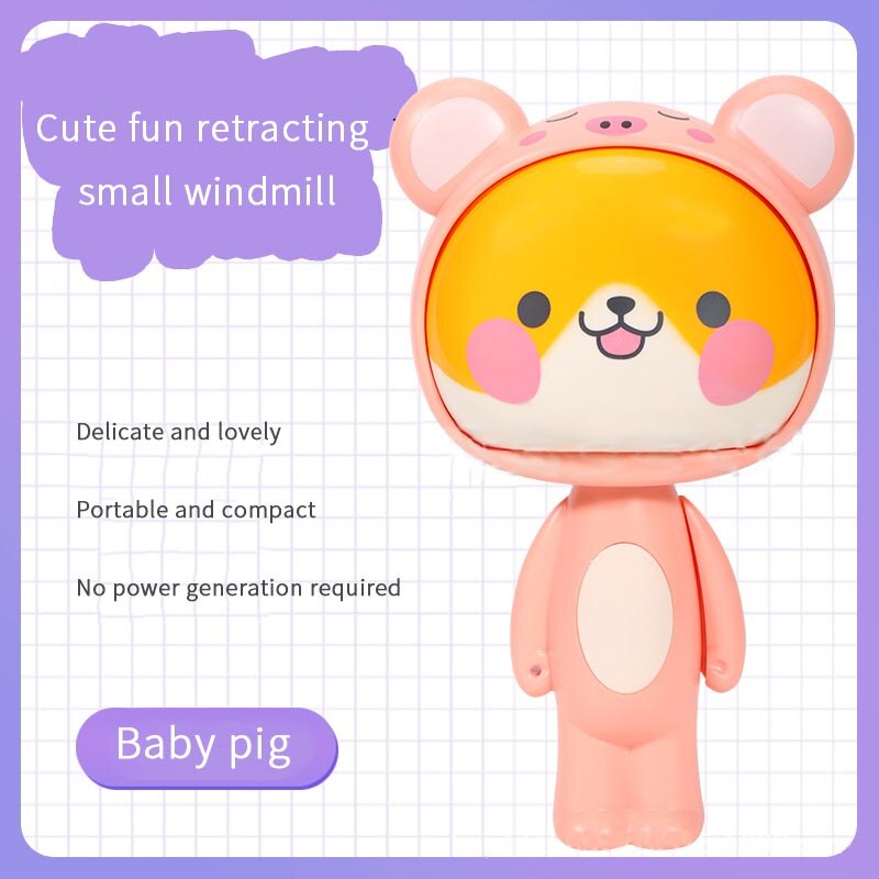 Cute Cartoon Hand Press Foldable Fan - Image 5
