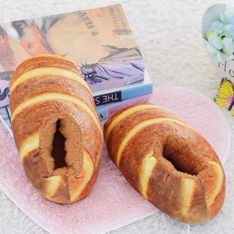 Creative Toast Bread Winter Slippers - Image 3