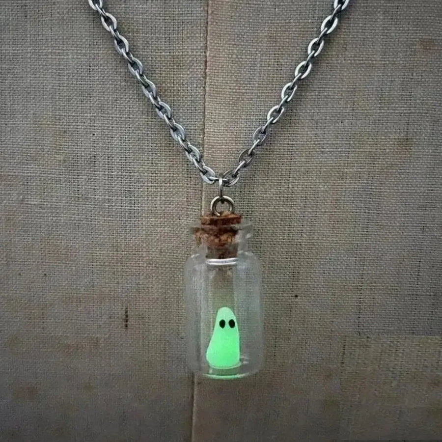 Glowing Captured Spooky Ghost Bottle Necklace - Image 9