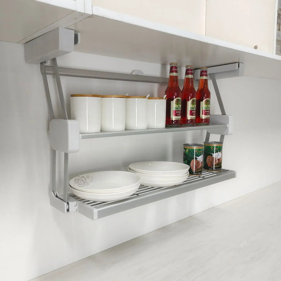 Retractable Hanging Kitchen Cabinet Storage Shelf Organizer System - Image 2