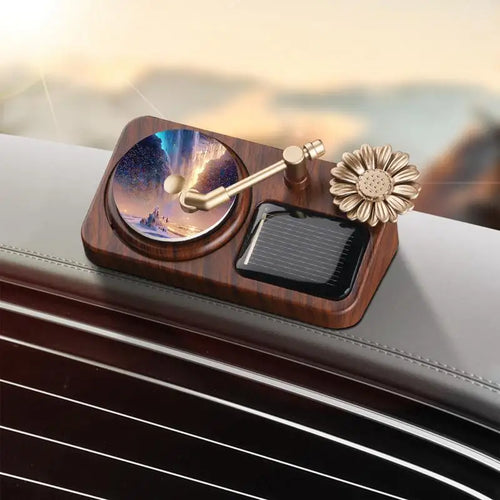 Rotating Solar Retro Record Player Car Air Fresheners - Image 0