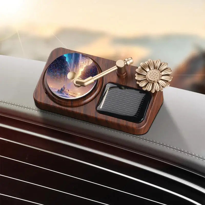 Rotating Solar Retro Record Player Car Air Fresheners - Image 0