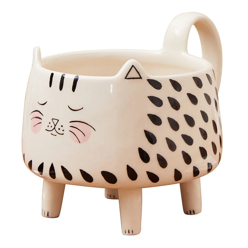 Happy Cat Long Legs Ceramic Mug - Image 4
