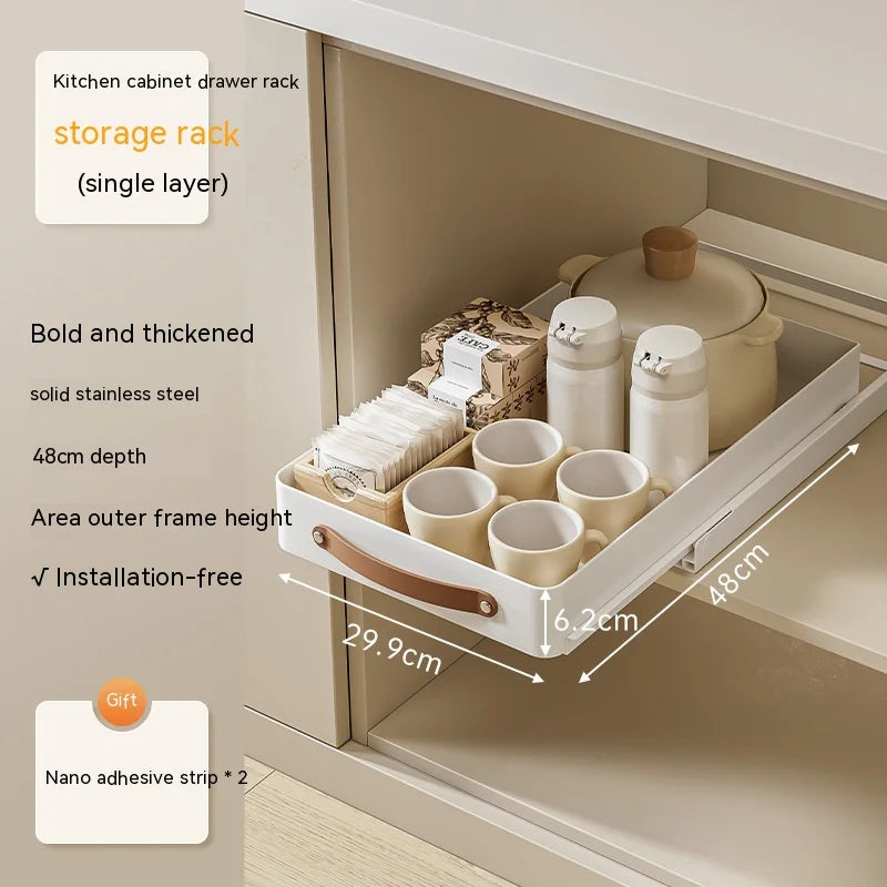 Stainless Store Kitchen Cabinet Pull-Out Sliding Organizer - Image 9