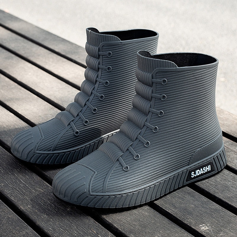 Rain Rider Slip-On Rubber Stylish Waterproof Boots - Image 2