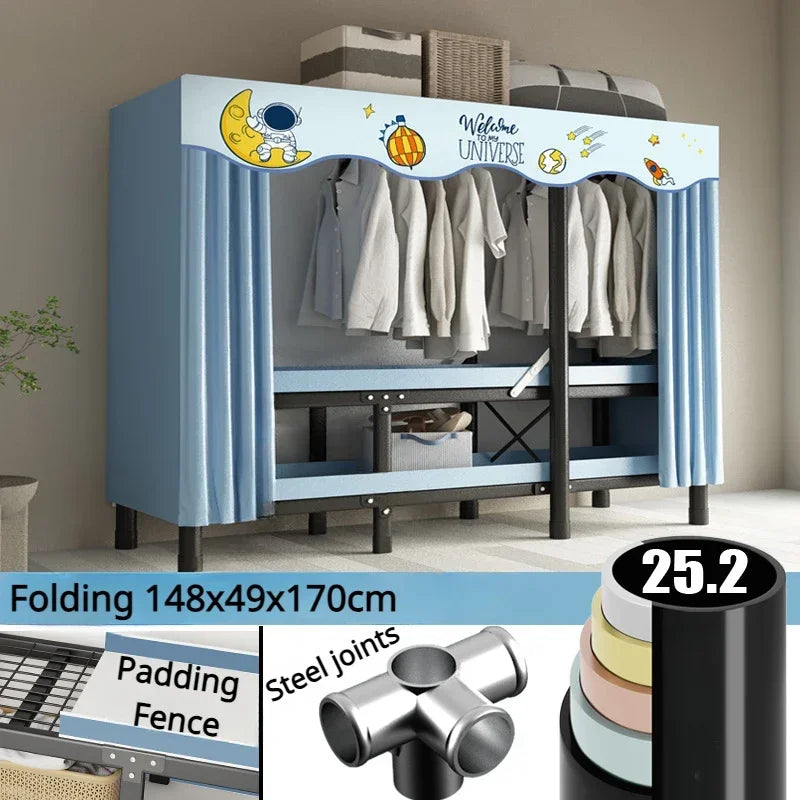 No-Assembly Protective Curtain Foldable Oxford Cloth Wardrobe - Image 9