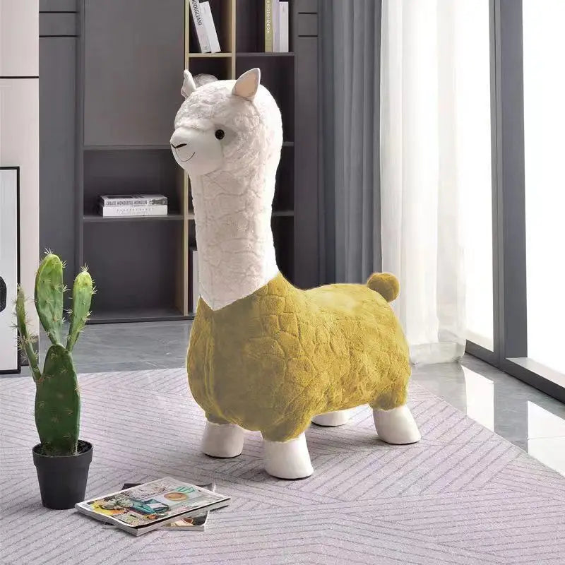 Fluffy Lama Door Entryway Decor Stool - Image 12