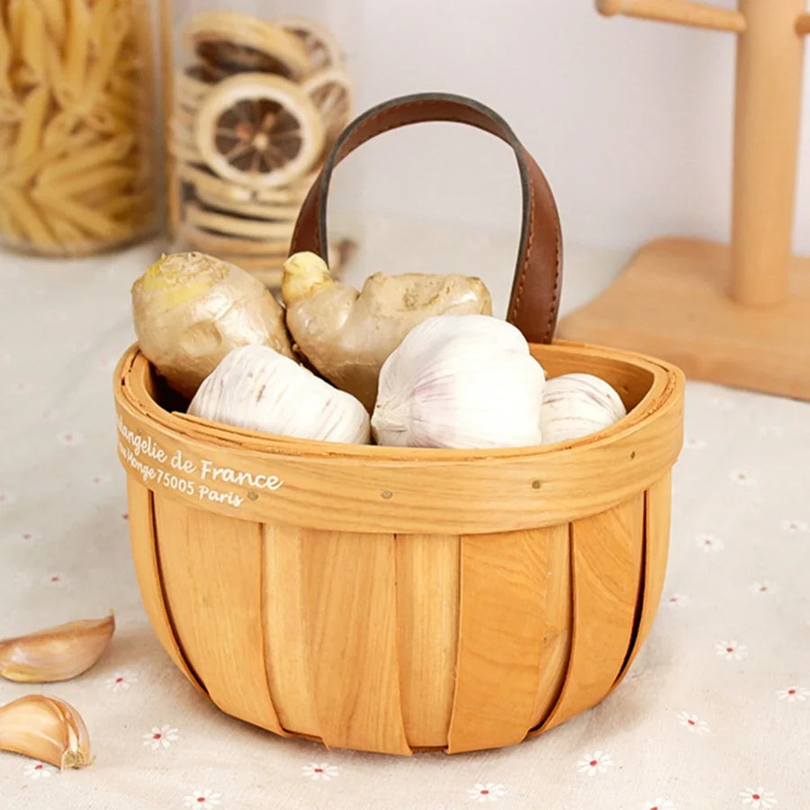 French Market Handcrafted Wooden Basket - Image 5