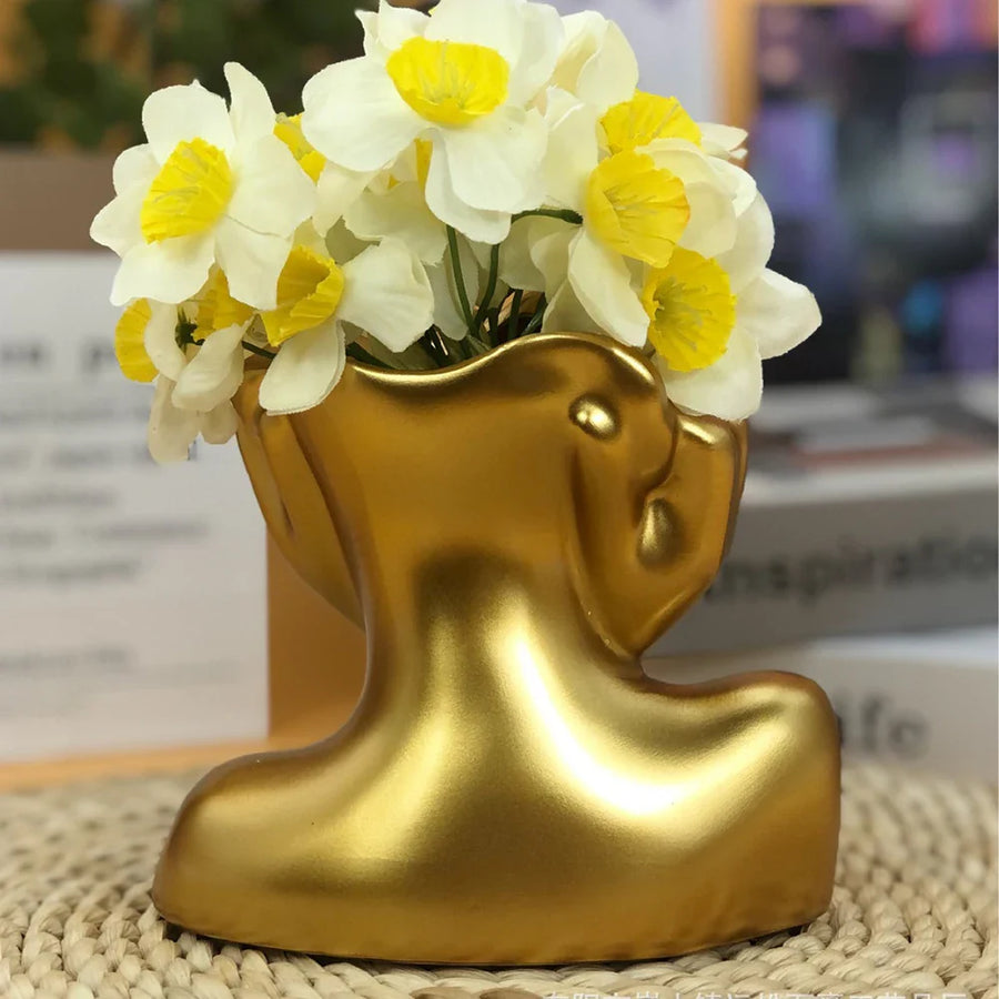 Cheerful Lucky Flower Pot Sculpture - Image 1