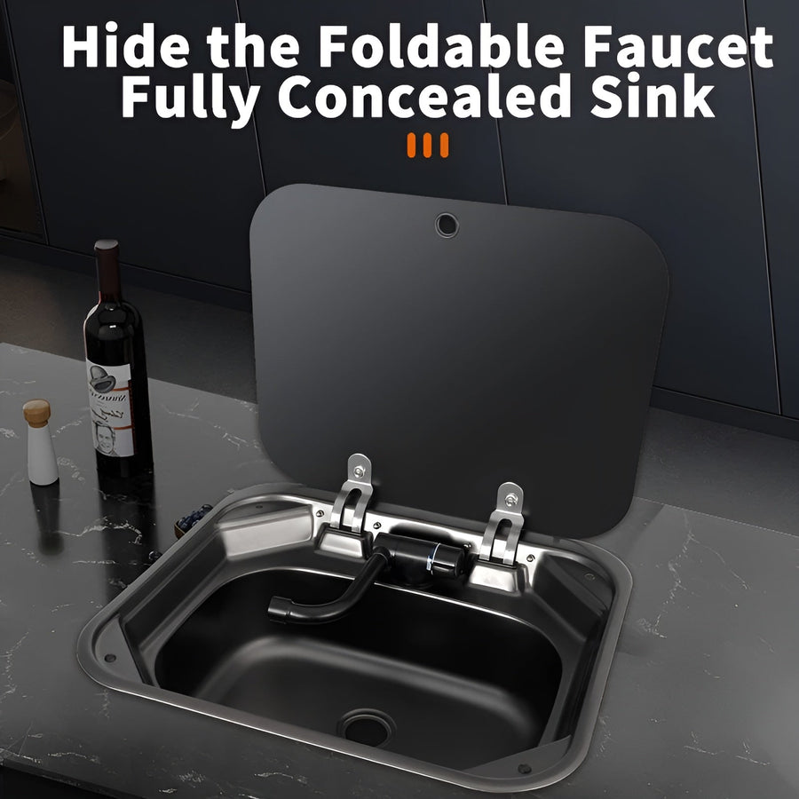 Hidden Foldable Faucet Stainless Steel Kitchen Sink - Image 4