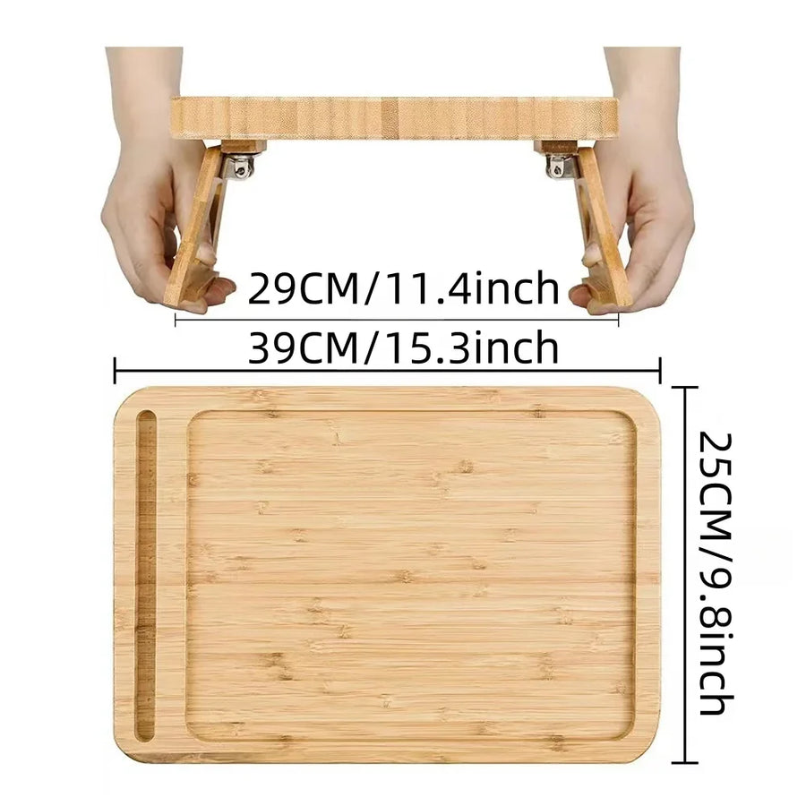 Wooden Clip-On Sofa Armrest Table Foldable Tray - Image 7