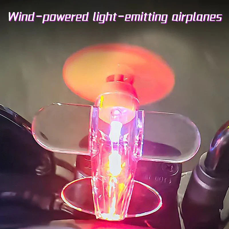 Wind-Powered LED Mini Airplane Car Decor - Image 1