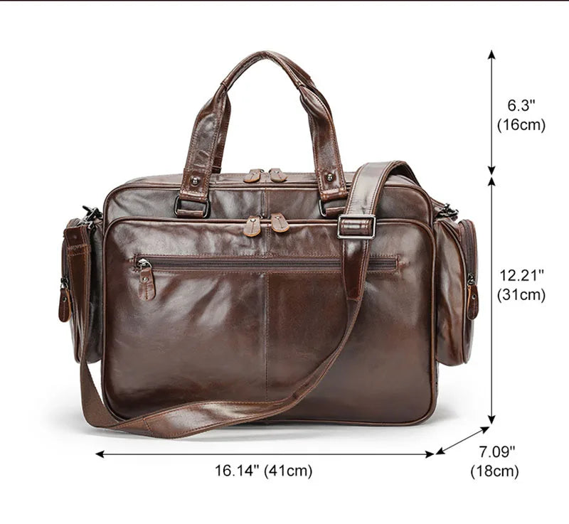 Multifunctional Large Capacity Genuine Leather Vintage Handbag - Image 1