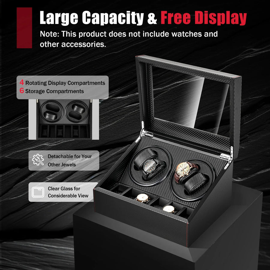 Carbon Fiber Dual Motor Automatic Watch Storage Case - Image 1