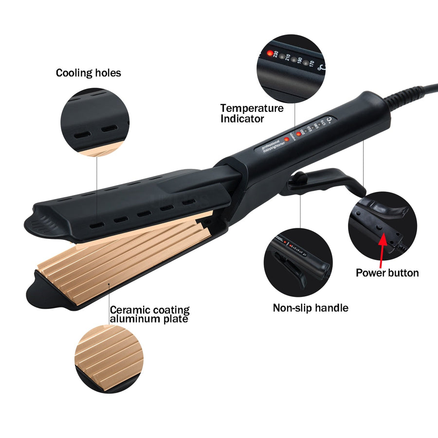 Heat Flex Adjustable Ceramic Iron Hair Styling Straightener - Image 4