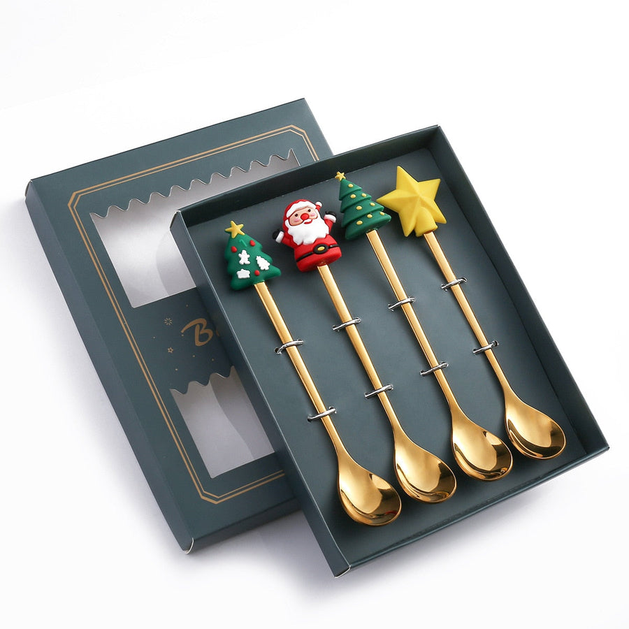 4Pcs Christmas Best Wishes Tableware Set - Image 1