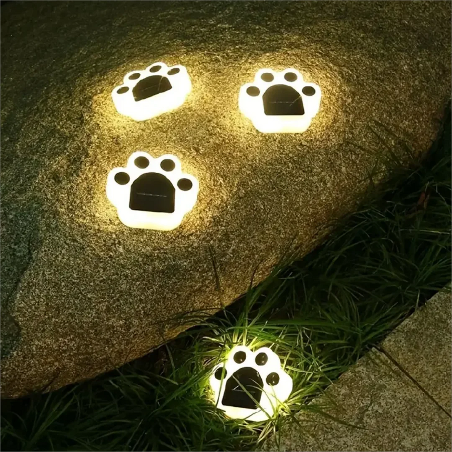 Glowing Paw LED Solar Pathway Outdoor Lights - Image 1