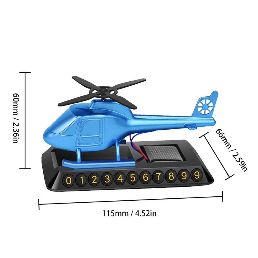 Helicopter Solar-Powered Car Air Freshener Parking Number Plate - Image 3