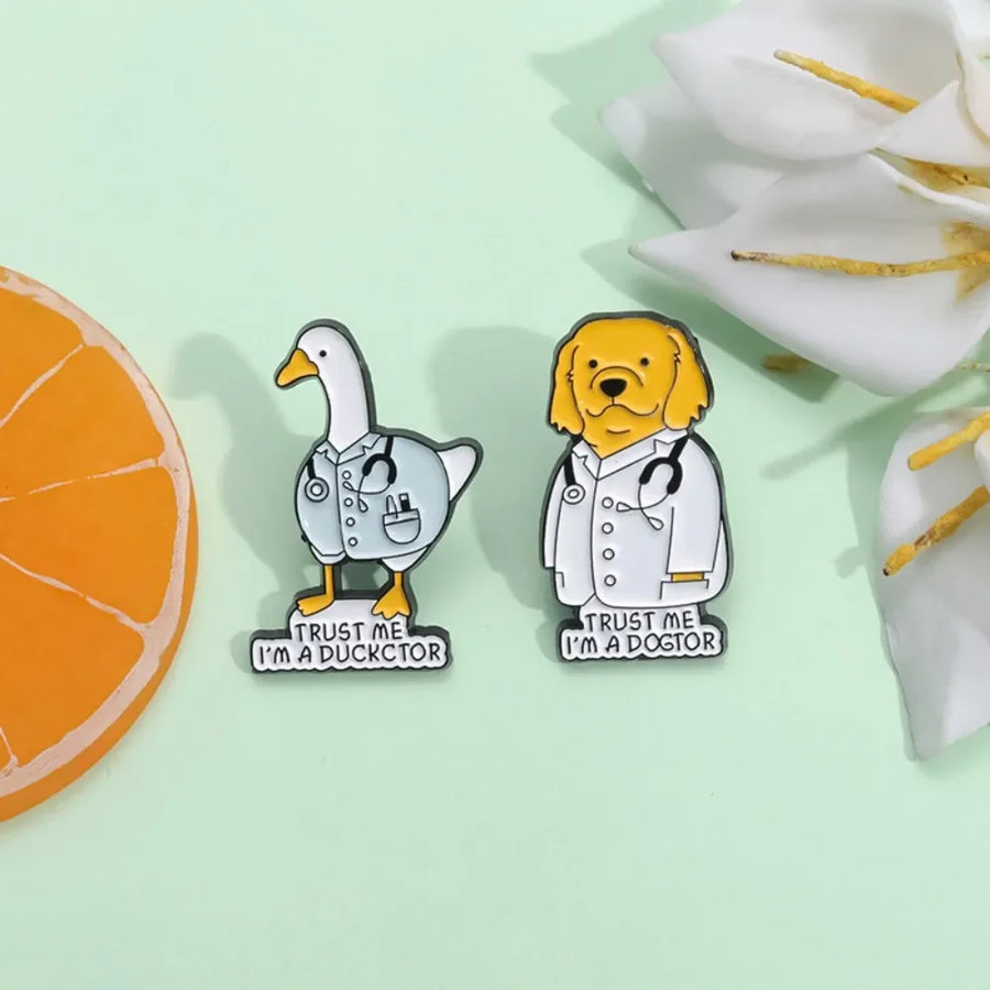 Trust Me Dogtor & Ducktor Label Pin