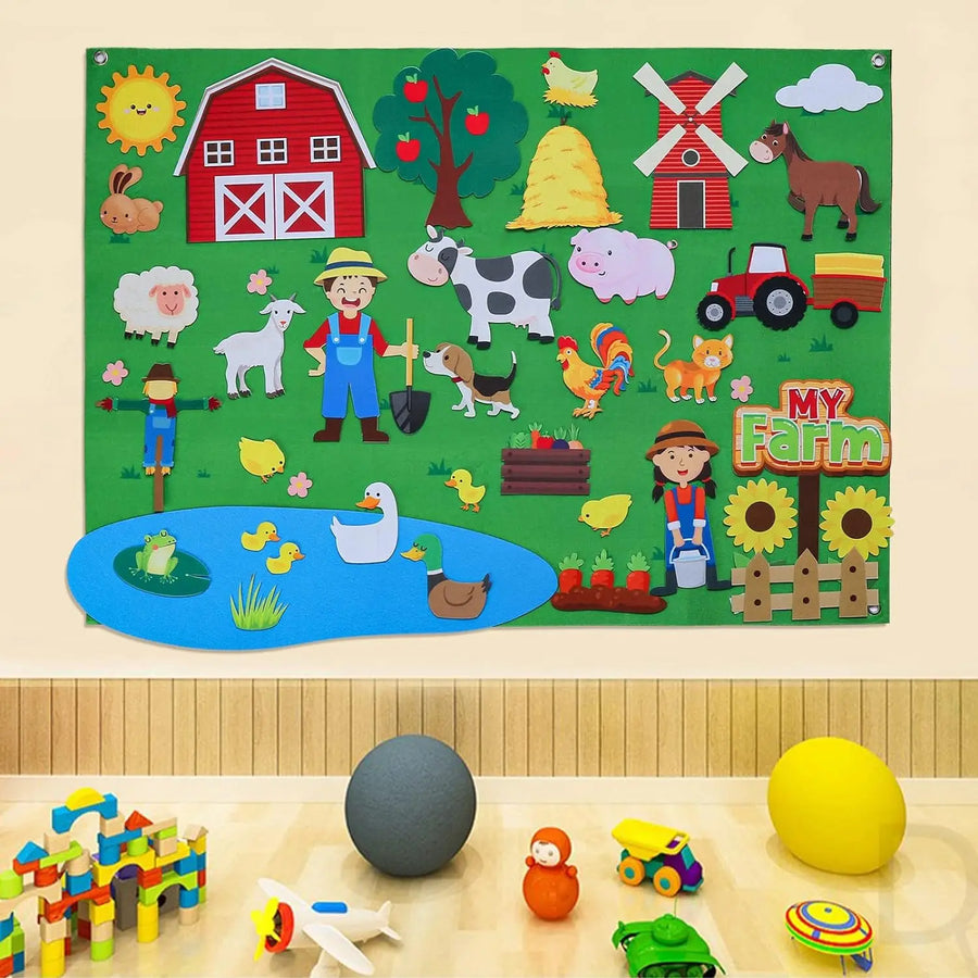Interactive Early Learning Farm Animals Felt Story Board Set - Image 5