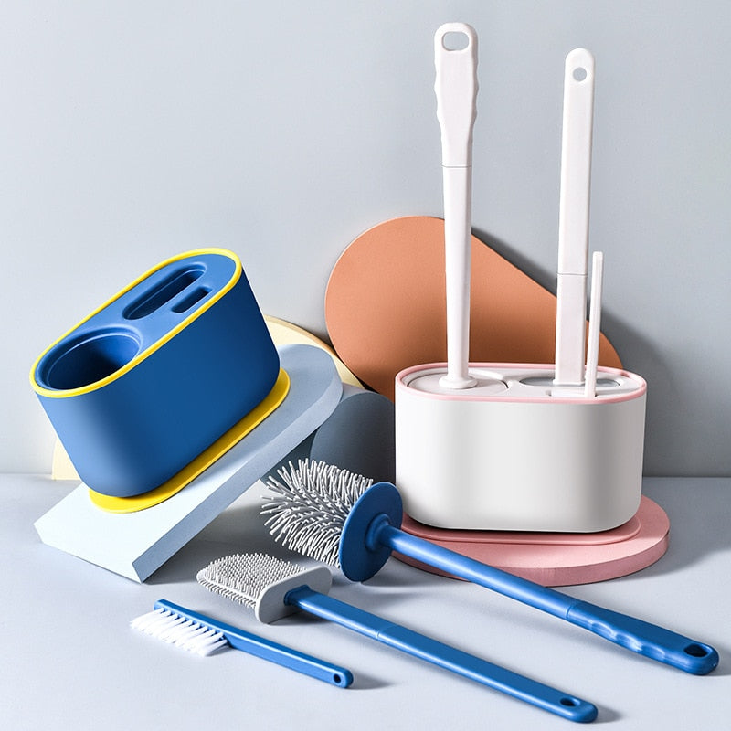 Wall-Mounted Toilet Cleaner Drainer Brush Set - Image 0