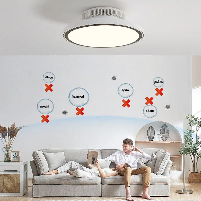 Modern Full Spectrum Invisible Blade LED Ceiling Fan Lamp - Image 2