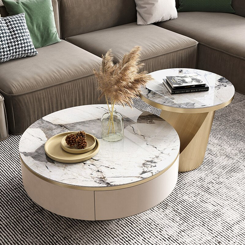 Chich Stone Elegant Modern Marble Coffee Table Set - Image 3