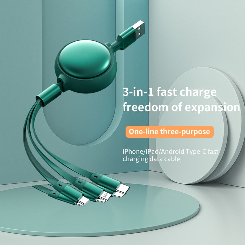 3in1 Retractable Fast Charging Cable - Image 1