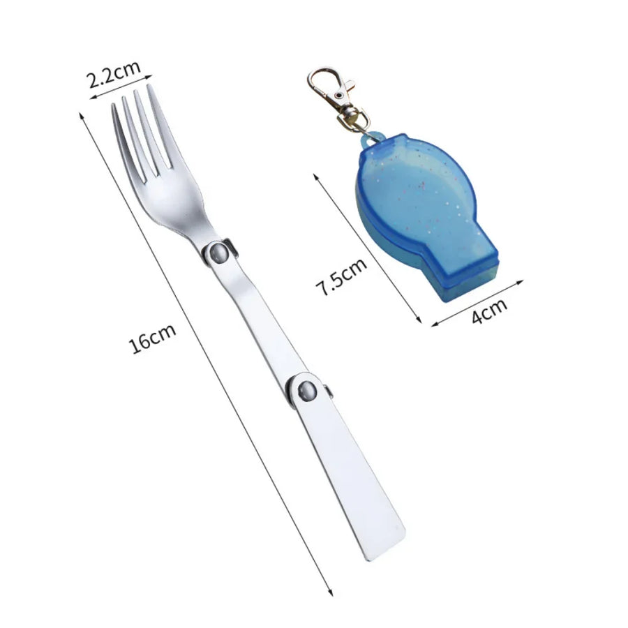 Foldable Stainless Steel Travel Spoon Fork Set - Image 4