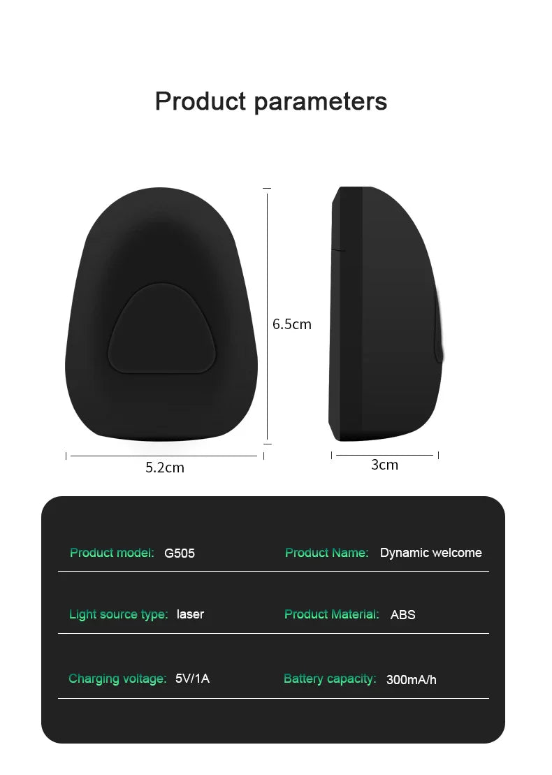 Rechargeable Dynamic LED Car Door Welcome Light - Image 6