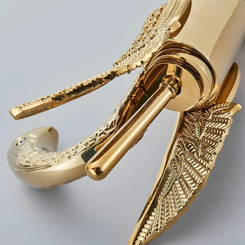 Swan Single Handle Golden Basin Faucet - Image 8