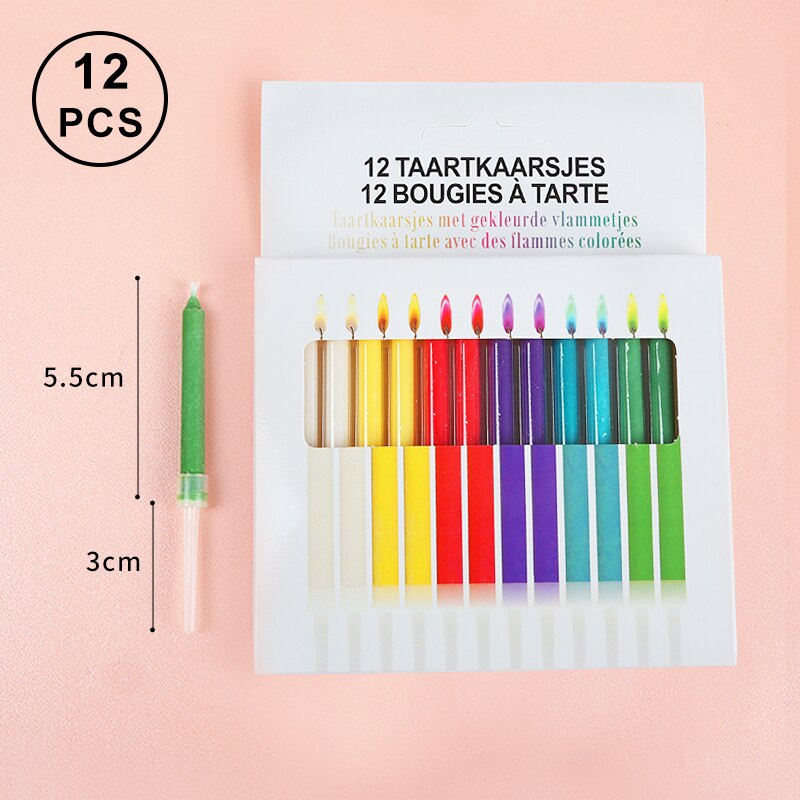 12Pcs Colorful Flame Birthday Candles - Image 1