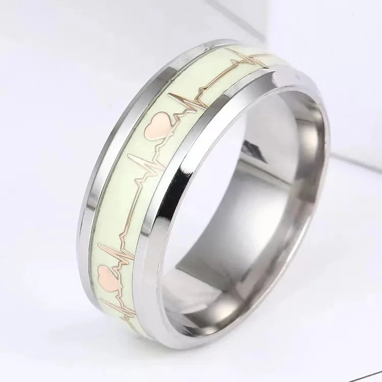 Heart Beat Titanium Steel Couple Rings - Image 2