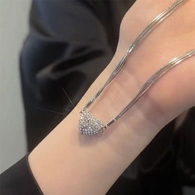 Ice Love Magnetic Zircon Heart Necklace - Image 4