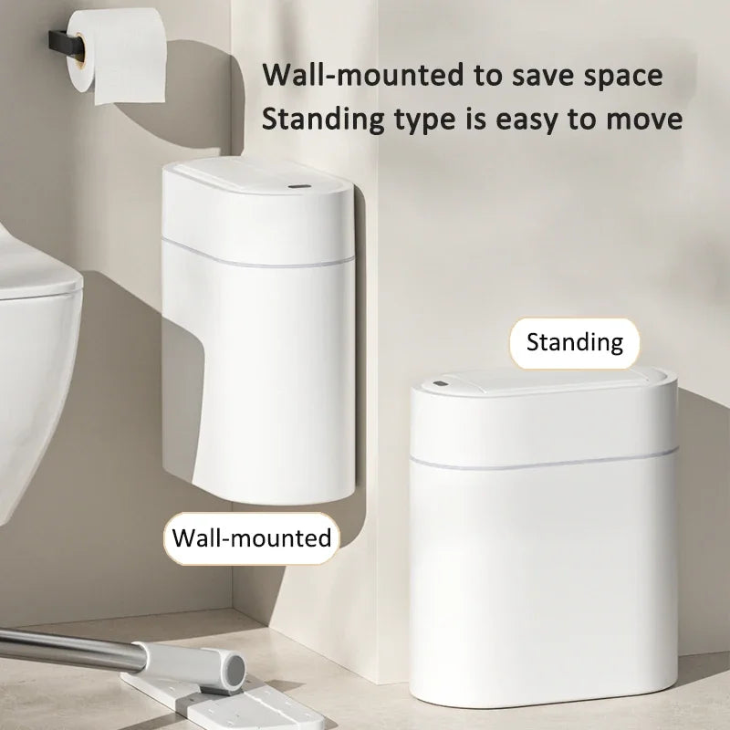 Clean Hands Touchless Slim Bathroom Wastebasket Bin