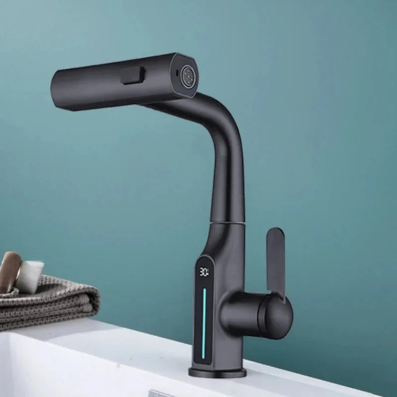 Liftable Digital Temperature Display Waterfall Basin Faucet - Image 8