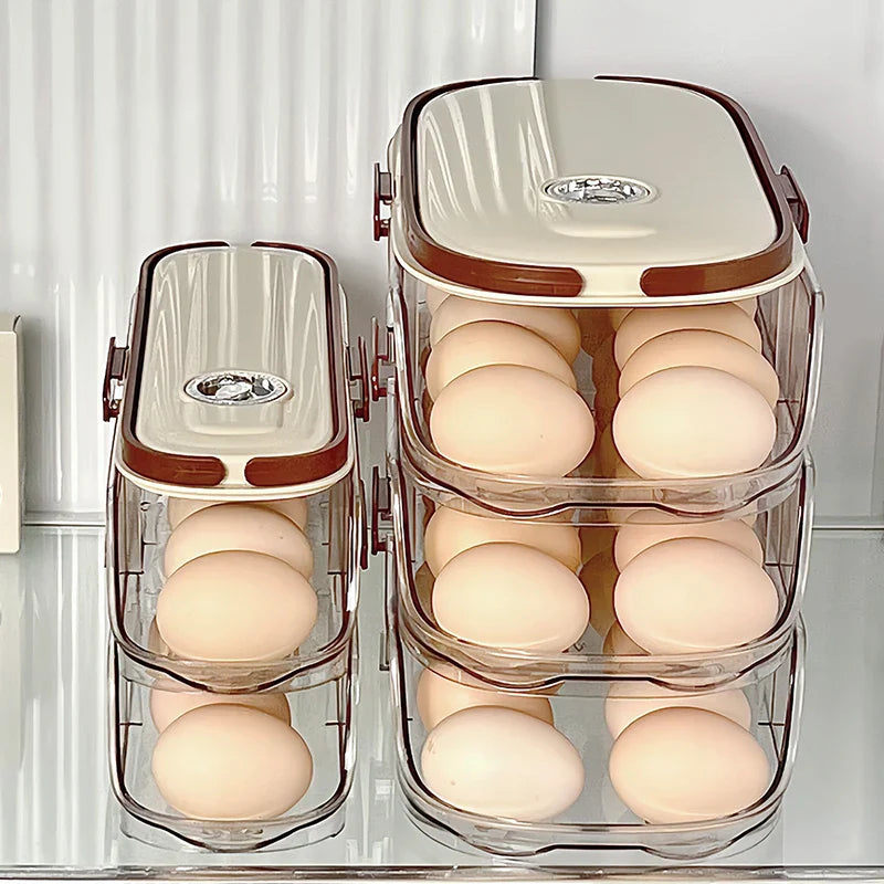Fridge Organizer Automatic Rolling Transparent Egg Storage Box - Image 2