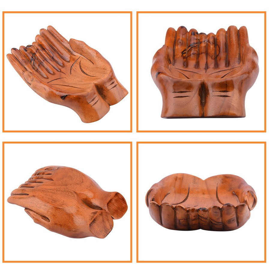 Giving Praying Wooden Carved Hands Candy Holder Home Decor - Image 3