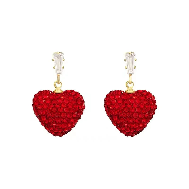 Red Romance European Style Heart Earrings - Image 5