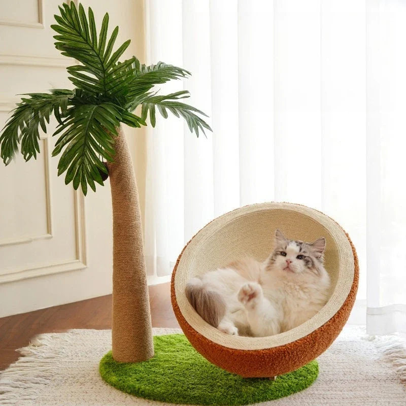Palm Nest Coconut Shell Cat Lounger Tree